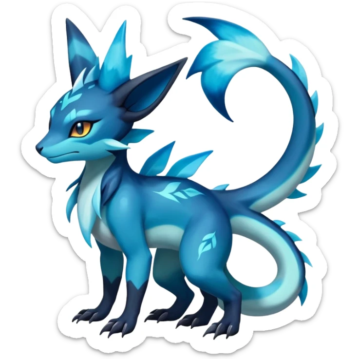Colorful Dark Shiny Exotic Salandit-Aurorus-Glaceon-Fakémon-hybrid-creature (full body)  sticker