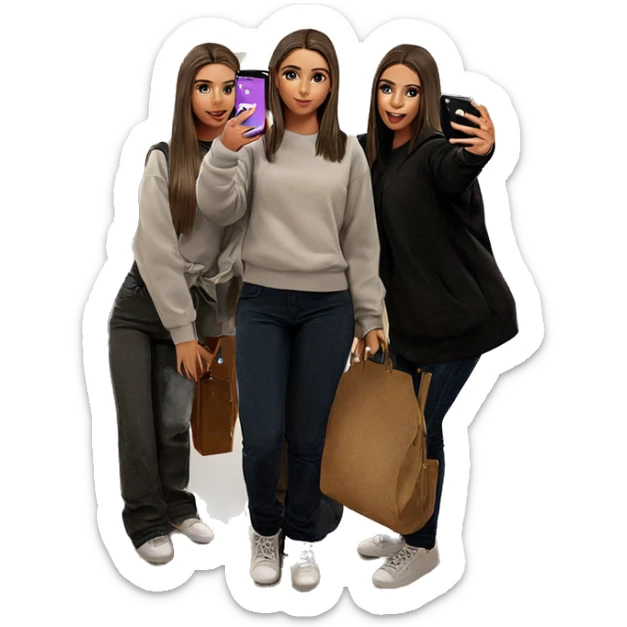 selfie of girls with phones sticker