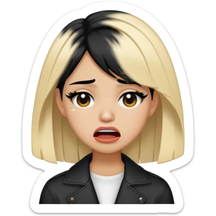 A singer her hair is two tone black and blonde she have brown eyes have gap on her teeth and she is such a crybaby and her style is weird sticker