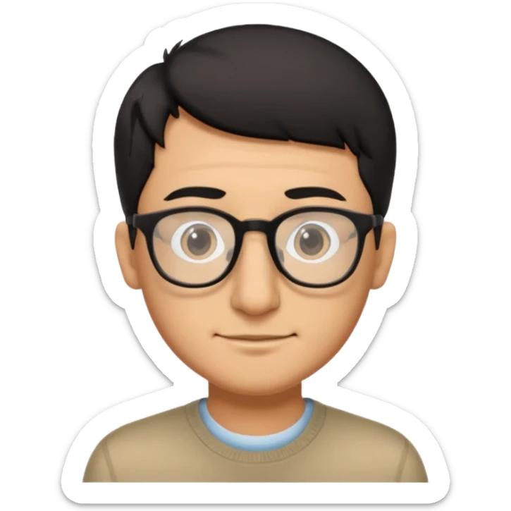 Emoli hombre con lentes poco cabello negro y nariz grande sticker