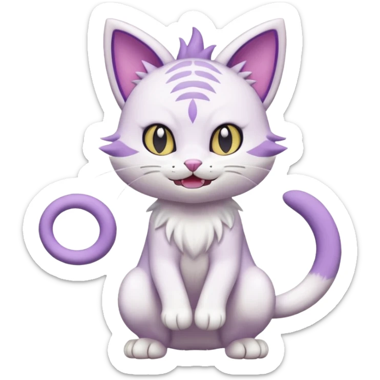Delcatty-Purrloin-Meowth-Gatomon-fusion, full body sticker