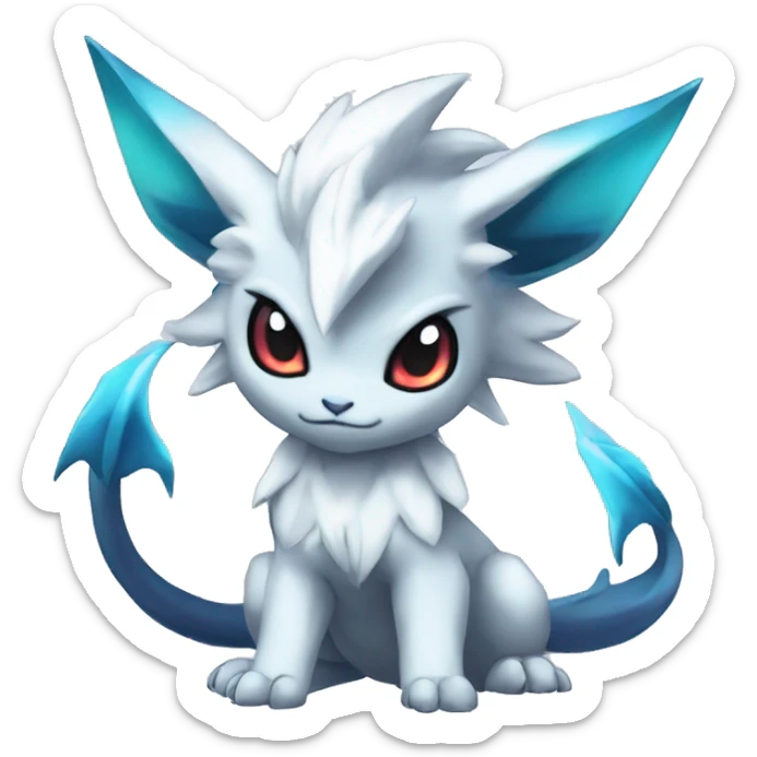 Edgy Cool Kawaii Chibi Baby Absol-Silvally-Vaporeon-Absol-Pokémon Full Body sticker
