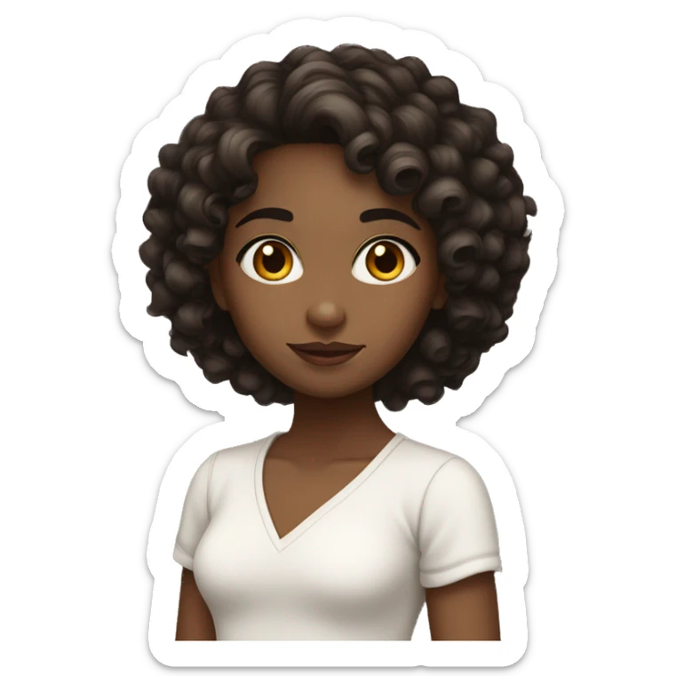 Girl with white skin, curly hair, cuban, dark hair, brown eyes sticker