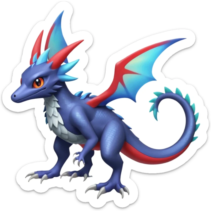 Shiny Noibat-Nargacuga-Salamence-Silvally-Fakémon-hybrid-creature (full body)  sticker