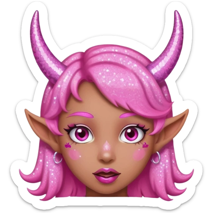 glitter pink girl naughty selfie glitter pink horns sticker