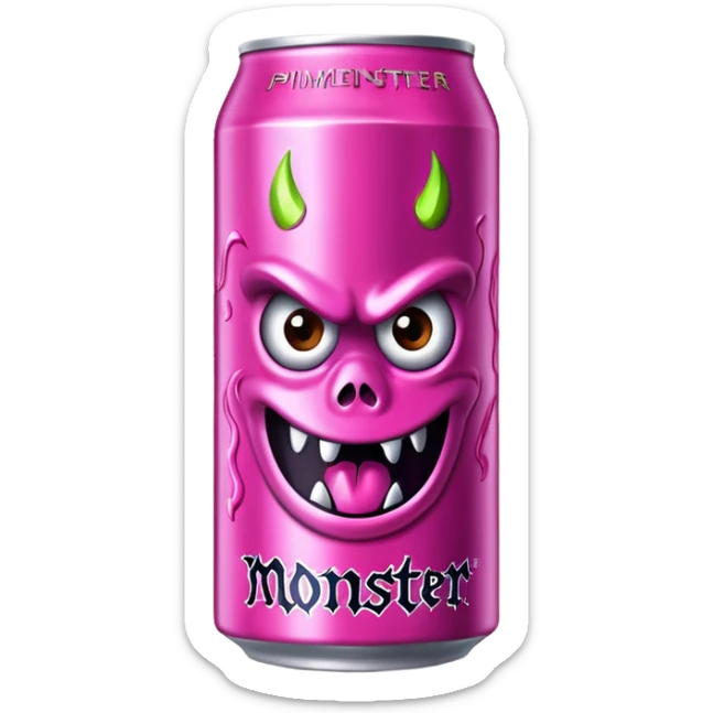 Pink monster energy drink with the logo of original monster company energy drink  sticker
