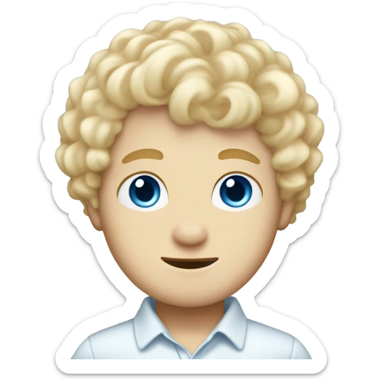 white curly boy with blue eyes with a blonde blue eyes straight hair huged togheter sticker