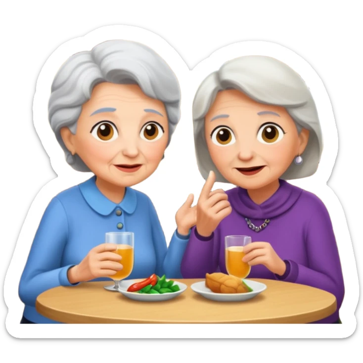 conversación dentro de un restaurant  dos personas y una de las persoans sea una abuela sticker