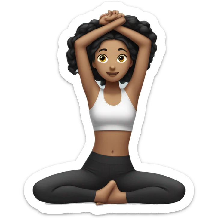 Girl with black hair in a yoga position  sticker