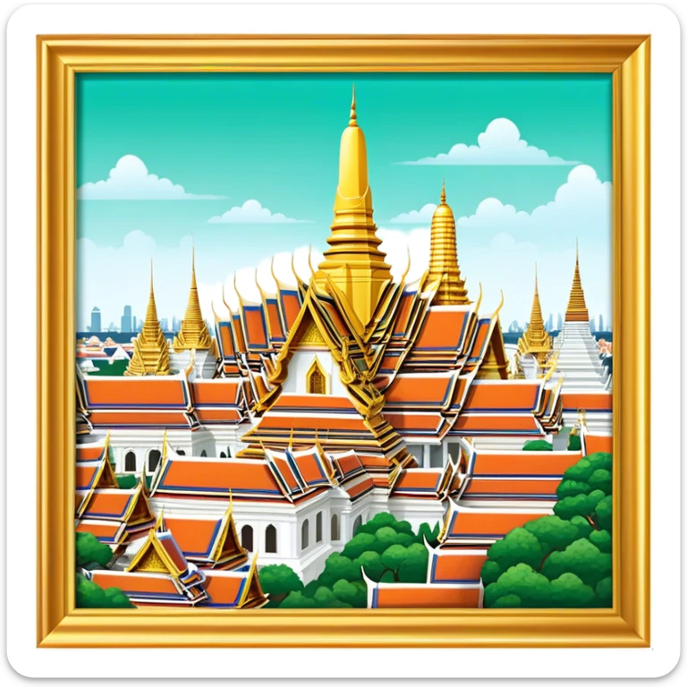 Grand Palace Bangkok Landmark Emoji – Featuring golden spires, Thai architecture, and the Emerald Buddha Temple. sticker