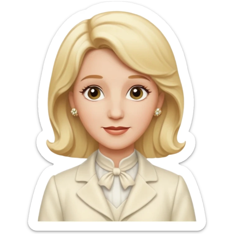 Patty Andrews from The Andrews Sisters with blonde hair, ivory outfit sticker