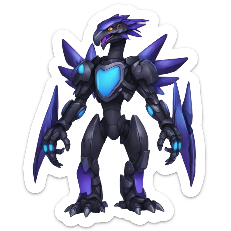  Cool Edgy Black Blue Purple Digimon-Fakemon-Raptor-Dragon-Mecha full body sticker