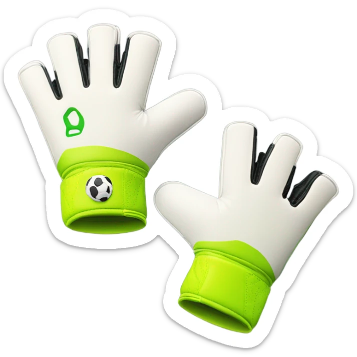 An emoji of a pair of goalkeeper gloves, slightly open, with a sporty design and padded palms, ready to catch a soccer ball sticker