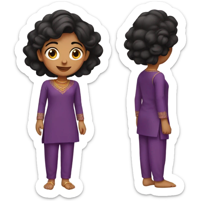 indian girl wearing full sleeve purple kurti and pent  sticker