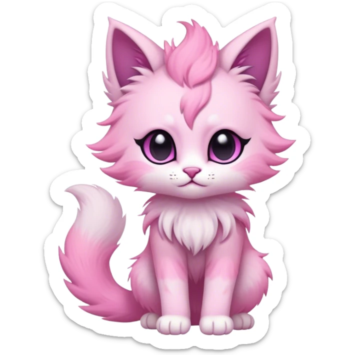 Kawaii dark edgy fantasy pastel ethereal feline fursona animal creature with a tufted tail full body sticker