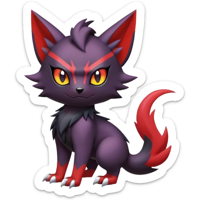 Edgy Cute Cool Kawaii Litten-Noivern-Zoroark-Noibat-Pokemon Full Body  sticker