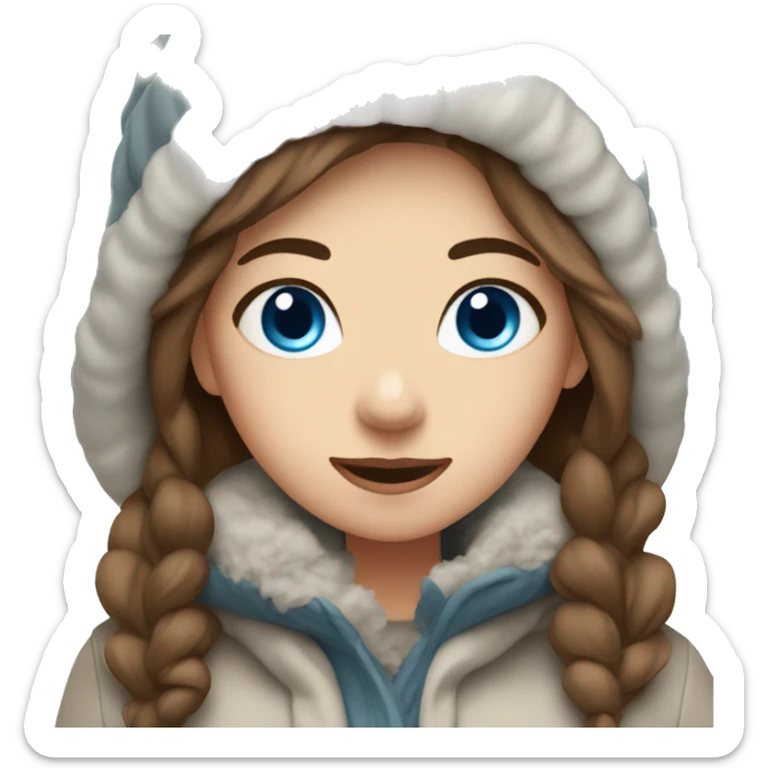 GIRL with blue eyes and brown hair in winter outfit sticker