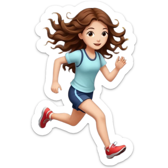 cute woman long wavy brown hair tattoos running from fireflies sticker