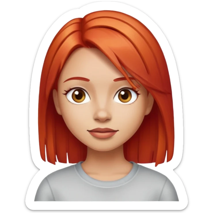 a girl with straight red dyed hair and light skin sticker