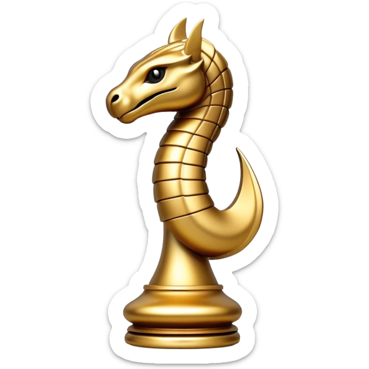 cobra mixed with knight chess piece golden emoji, 4k ultra-realistic cobra-knight sticker