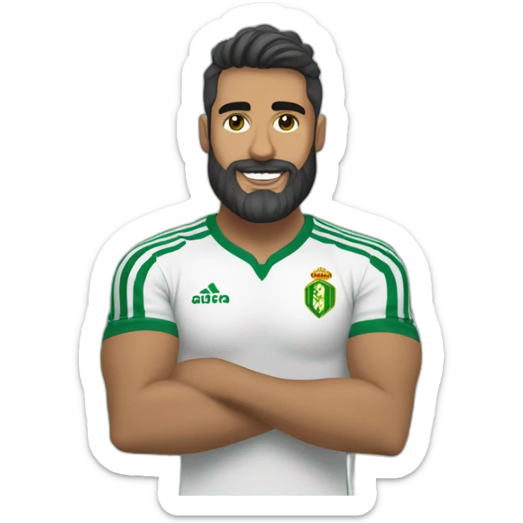 Hombre calvo y con barba y camiseta real Betis sticker