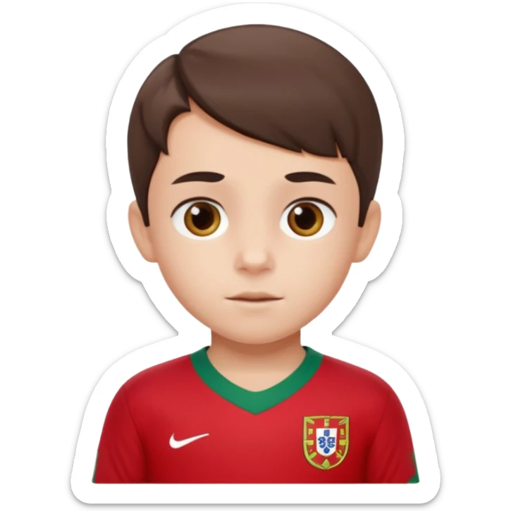 Une enfant qui a le coupe sur le coter et qui a le maillot du portugal sticker