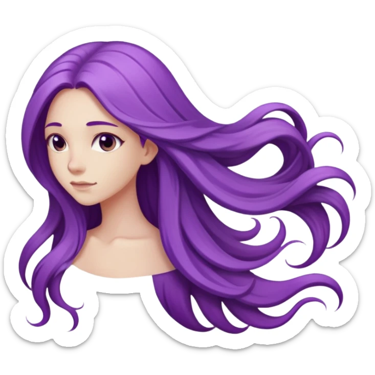 A girl with very long, flowing purple hair that cascades down her back sticker