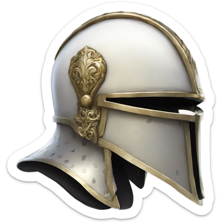 ornate french full-face closed armet helmet intricate white inlays sticker