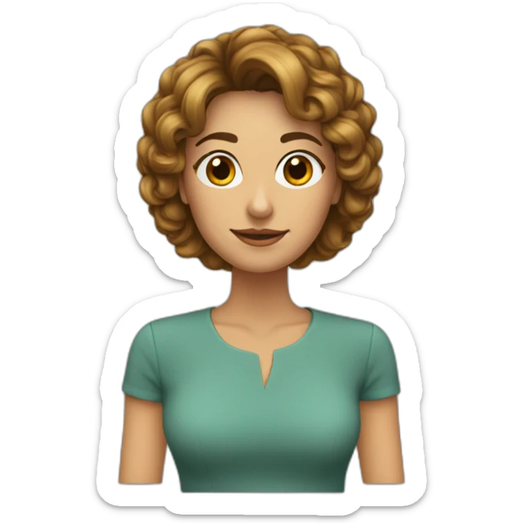 Mujer, 35 años, pelo castaño, corto por los hombros, flequillo cortina sticker