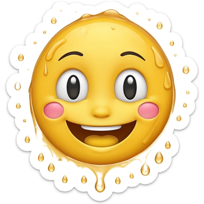 An animation of an emoji showing happy face when water is poured on it sticker