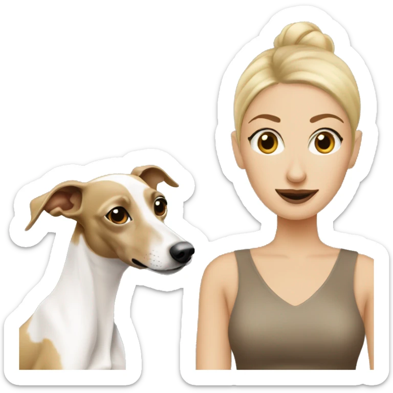 Dirty blonde woman with white and brown Italian greyhound sticker