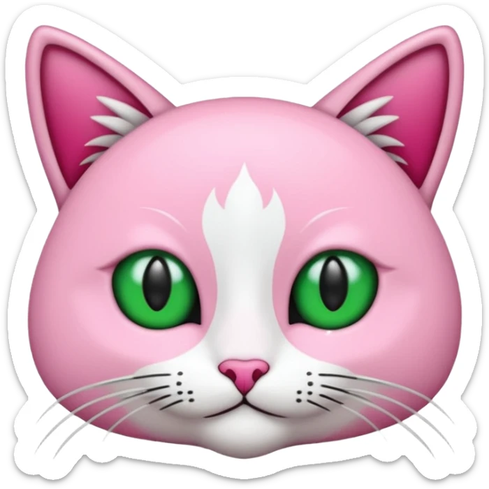 Bir siyah renkli kedi gözleri yeşil ve oturuyor boynunda pembe tasma vae sticker