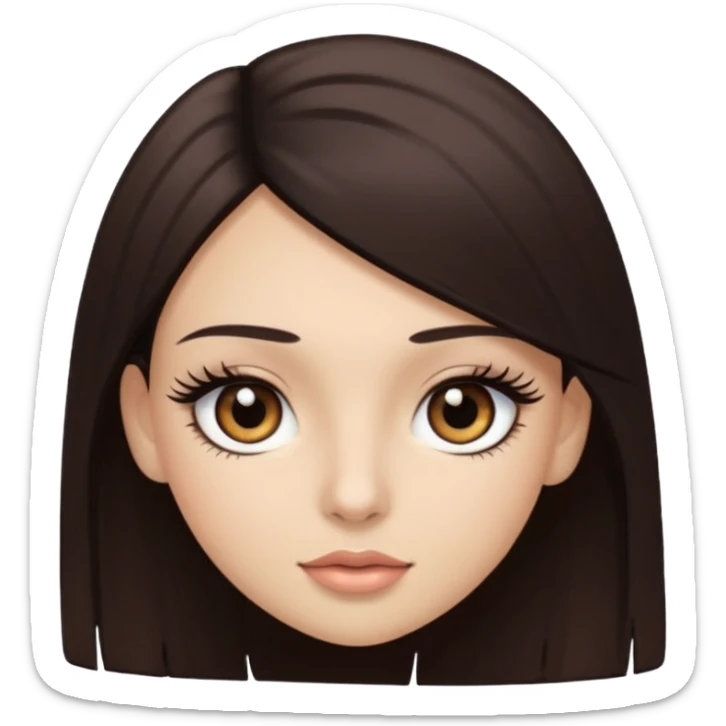 straight hair dark brown eyes and long lashes with and light  skin sticker