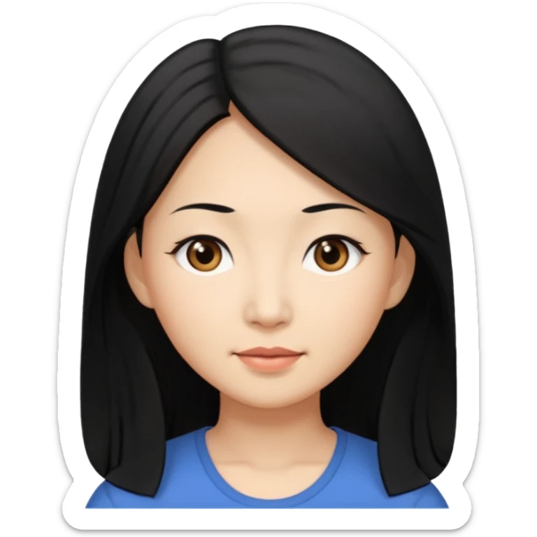 asian mom with long black hair and big brown eyes emoji sticker