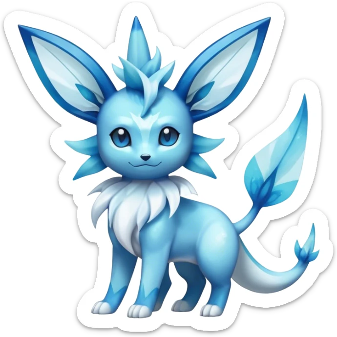Shiny Cool Sparkly Cute Ethereal Glaceon-Vaporeon-Fakemon-hybrid-fusion- full body sticker