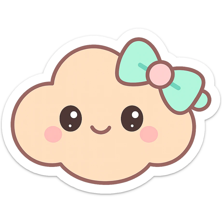 hairclip, cloud shape, kawaii style, pastel colors, cartoon, isolated, no hair sticker