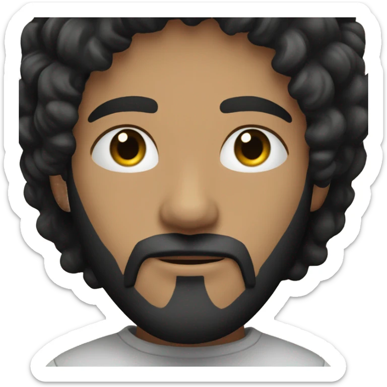 Caucasian boy with black hair and black beard and black eyes in SF sticker