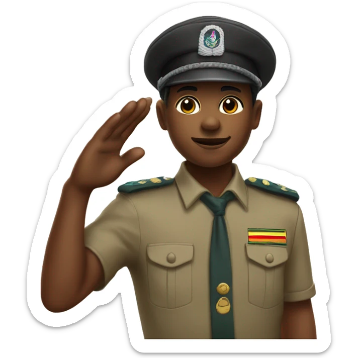 Zimbabwe BLACK scout salute wearing a short and short sleeve as well as cub cap sticker