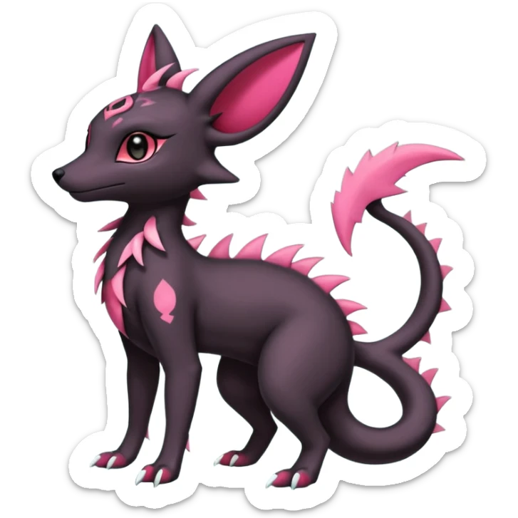 Shiny Dark Edgy Gothic Gloomy Futuristic Salandit-Umbreon-Shaymin-Delcatty-Hybrid (Full body) sticker