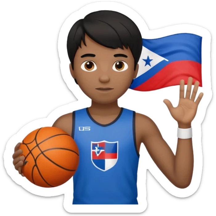 light black skin guy black hair in one hand basketball ball and in other 🇸🇮  sticker