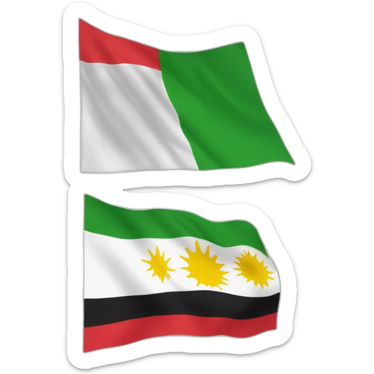 The flag of Iraqi Kurdistan is three colors and the top is red, the middle white, and the bottom is green. sticker