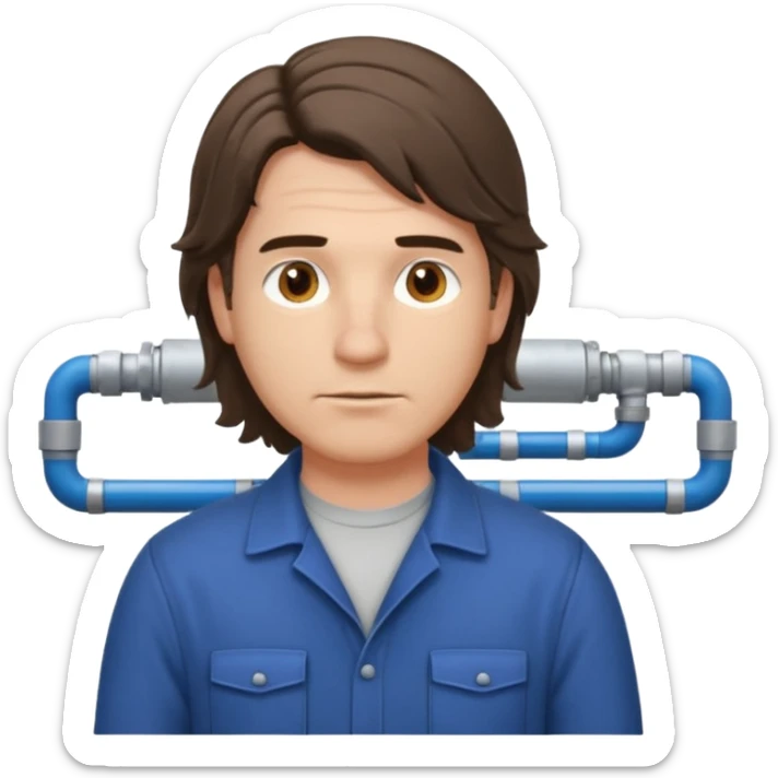 customer. 1 person only white male with shoulder normal person cloths. adult. pipeline technician change the expression and the shape of the face change the color of eyes. just the technician nothing all sticker