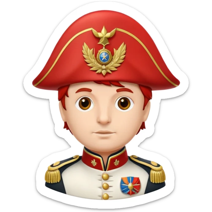 tomato wearing Napoleon Bonaparte's bicorne hat and military officer uniform sticker