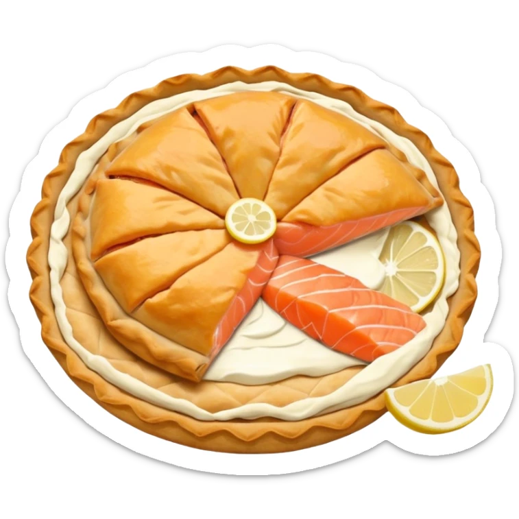 Karelian pasty with cream on top finnish with cream on top and salmon and lemon sticker