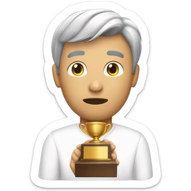 L'emoji di un tifoso della fiorentina triste che piange a dirotto, con un trofeo in mano sticker