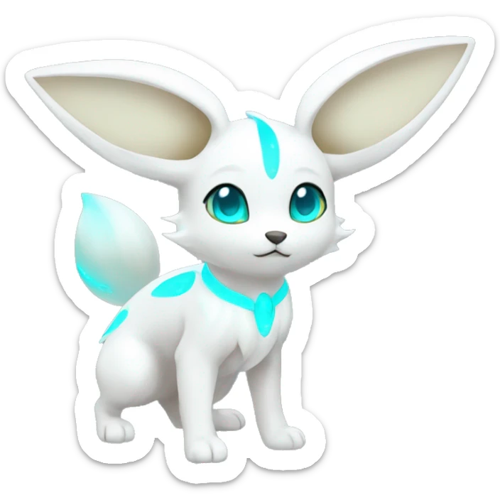 Shiny White Angelic Albino Umbreon with cyan eyes and cyan markings sticker