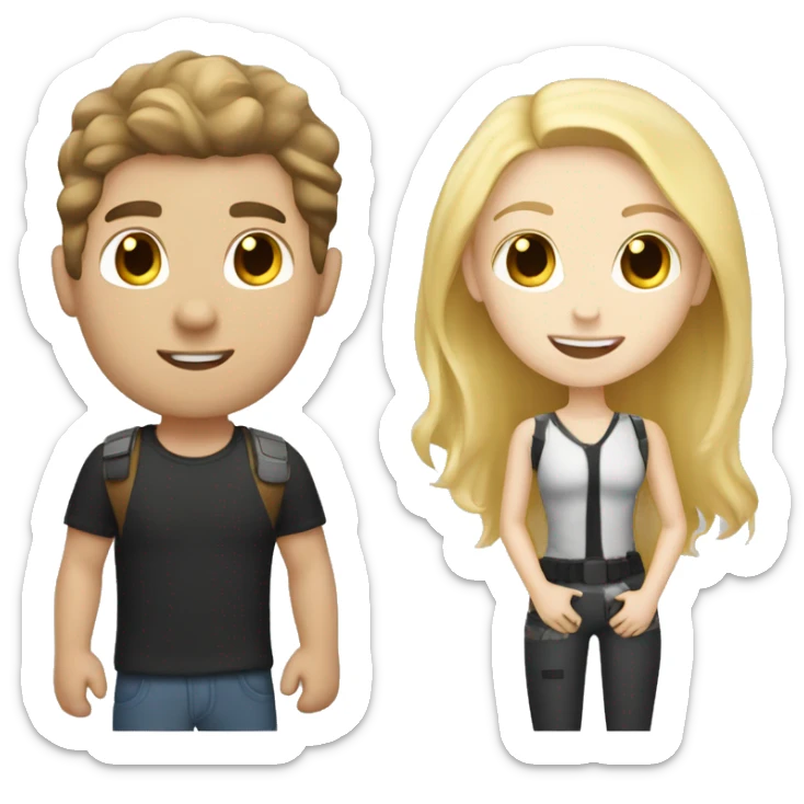 lasertag white boy with brown hair and white girl with blonde hair sticker