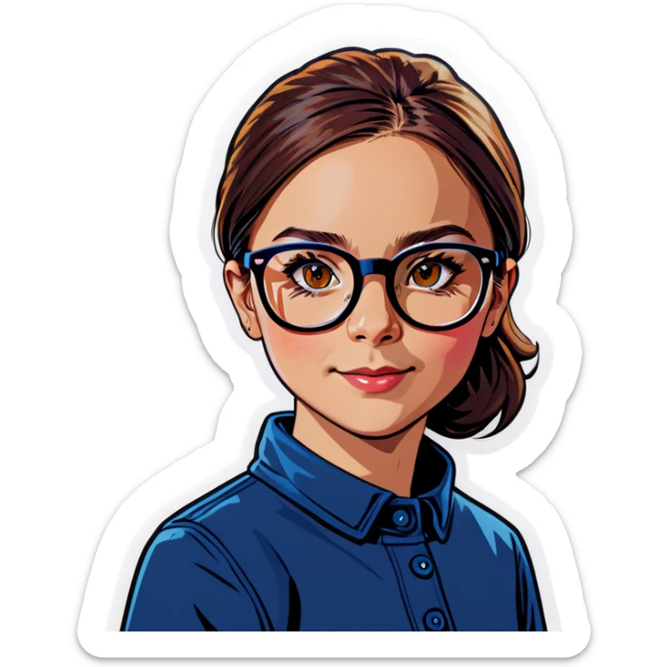 indoor portrait of girl with glasses sticker