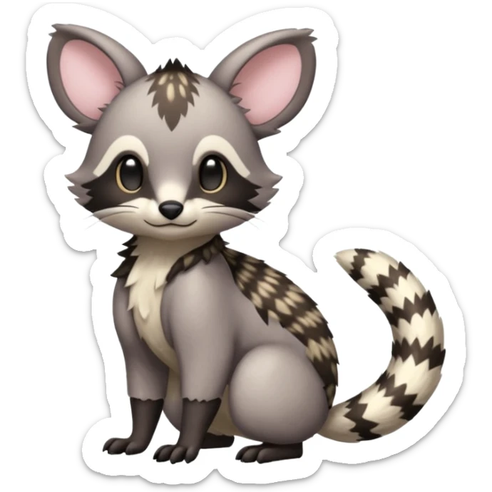 Civet-Minccino-Cacomistl-Trico-Stitch-hybrid-fusion (full body) sticker