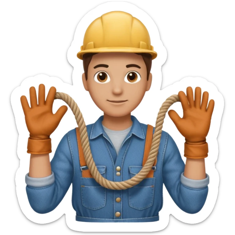 can you make a generic emoji of an individual (who works on a dock, but do not generate the dock itself) holding a rope neatly coiled in their hands? sticker